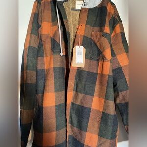 Plaid Men's Jacket in Orange and Black